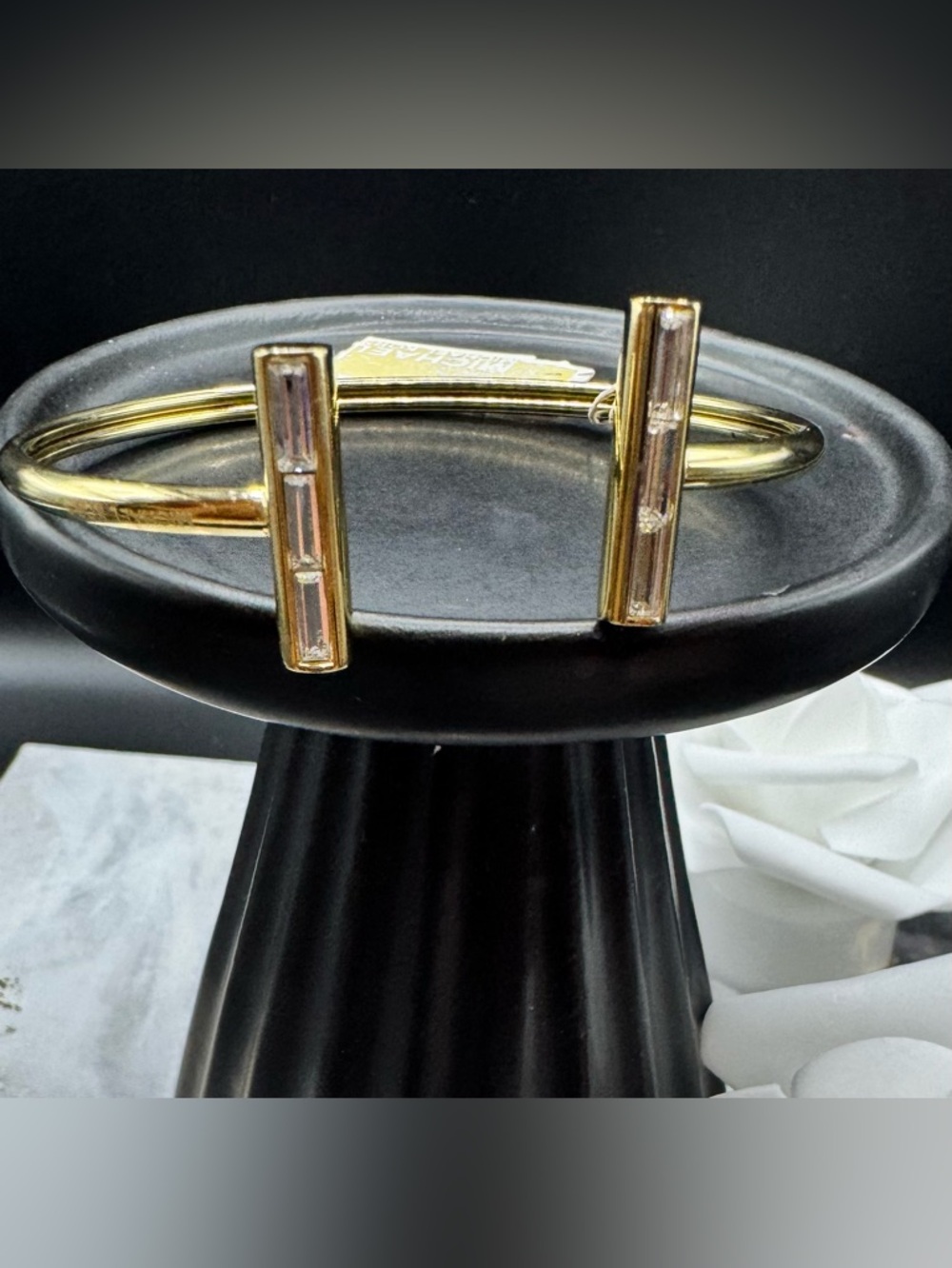 Michael Kors “Black Tie Affair” Open Bangle with Crystal Accents - Picture 2 of 8